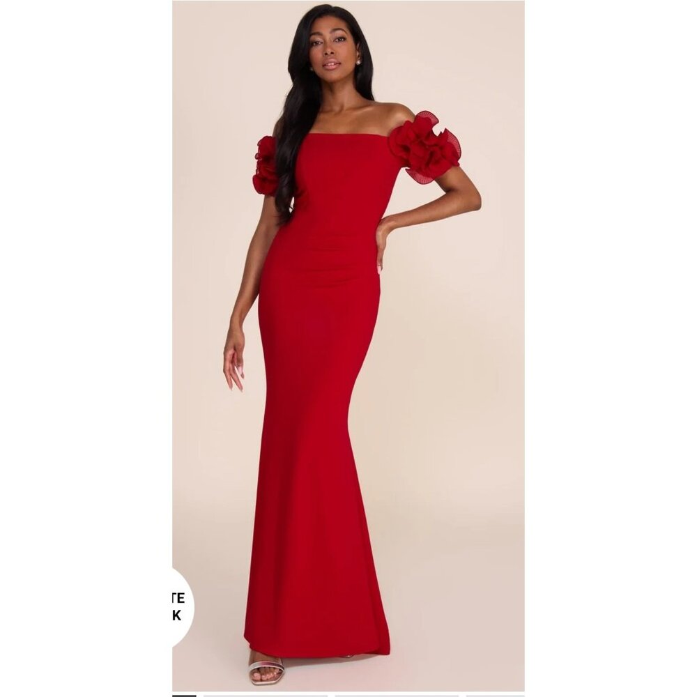 One-Shoulder Midi Sheath Dress With Rosettes
